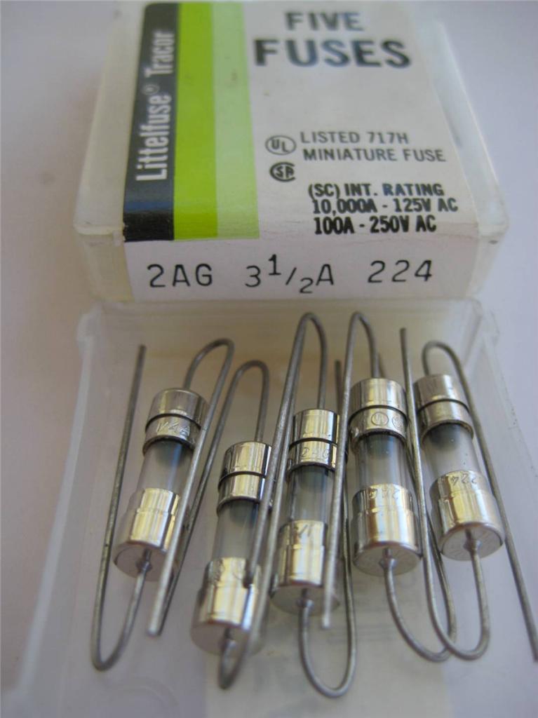 5X Littelfuse Fuse 224 .250 .500 .750 1 1.5 2 2.5 3.5 4 5 6 7 8 o 10 2AG NUEVO DE LOTE ANTIGUO - Imagen 9 de 15