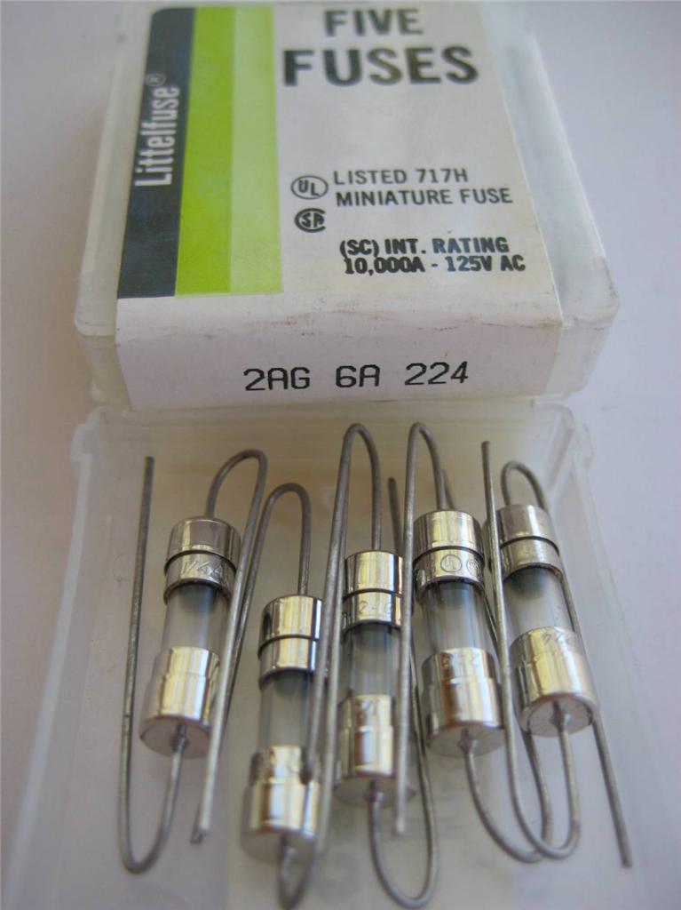 5X Littelfuse Fuse 224 .250 .500 .750 1 1.5 2 2.5 3.5 4 5 6 7 8 o 10 2AG NUEVO DE LOTE ANTIGUO - Imagen 10 de 15