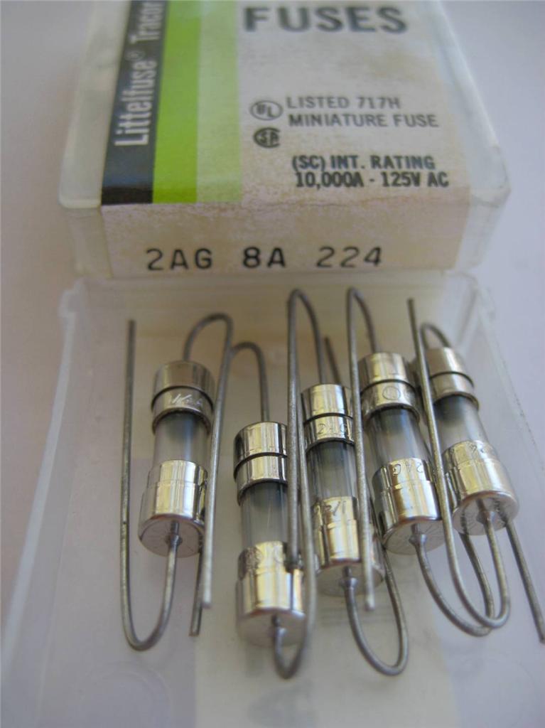 5X Littelfuse Fuse 224 .250 .500 .750 1 1.5 2 2.5 3.5 4 5 6 7 8 o 10 2AG NUEVO DE LOTE ANTIGUO - Imagen 14 de 15