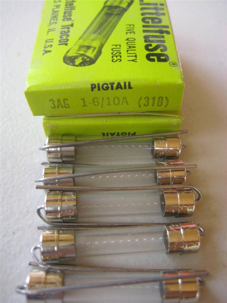 5X Littelfuse 3AG Fuse 318 1-6/10 2 2-1/2 3 4 5 6 7 or 8  Fast-Blo PigTail NOS 