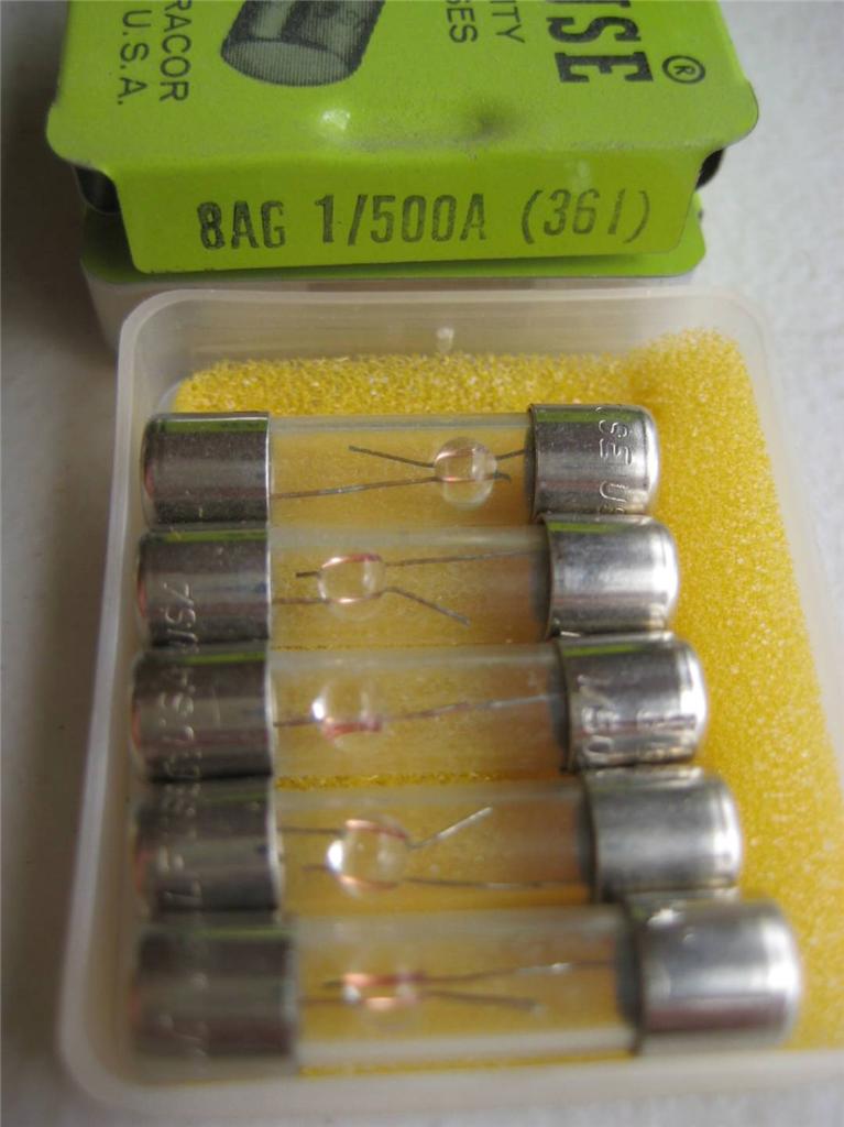 5X Littelfuse Fuse 361 1/100 1/200 1/500 1/10 2/10 1/8 1/4 3/8 o 1/2 8AG 1"L - Imagen 4 de 12