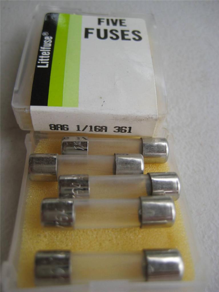 5X Littelfuse Fuse 361 1/100 1/200 1/500 1/10 2/10 1/8 1/4 3/8 o 1/2 8AG 1"L - Imagen 5 de 12