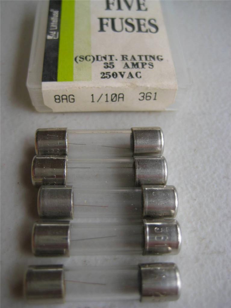 5X Littelfuse Fuse 361 1/100 1/200 1/500 1/10 2/10 1/8 1/4 3/8 o 1/2 8AG 1"L - Imagen 6 de 12