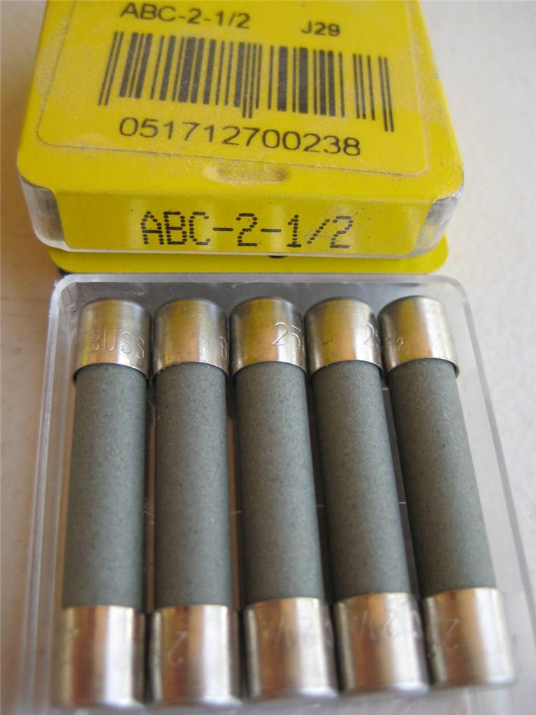 5X BUSSMANN Fast Acting FUSE ABC 2-1/2 3 4  6 8 or 10 Amp 125 or 250 V  Ceramic 