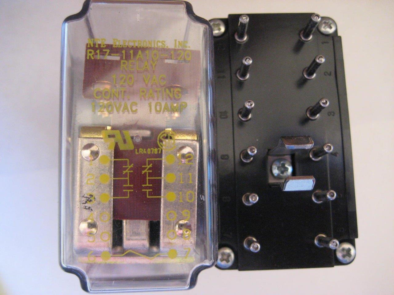 1x NTE Relay R17-11A10 R17-11D10 24 or 115/125 Volts 10 Amp DC AC DPDT DPDT-NO - Picture 3 of 9