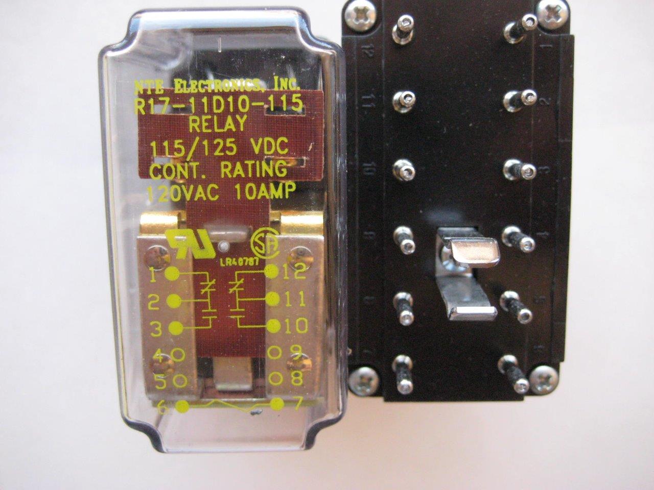 1x NTE Relay R17-11A10 R17-11D10 24 or 115/125 Volts 10 Amp DC AC DPDT DPDT-NO - Picture 7 of 9