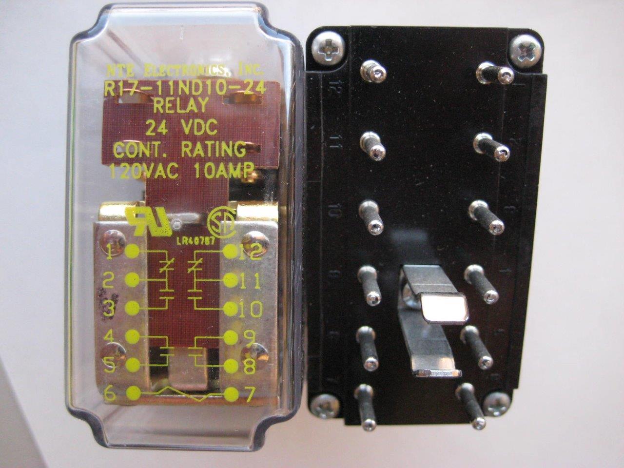 1x NTE Relay R17-11A10 R17-11D10 24 or 115/125 Volts 10 Amp DC AC DPDT DPDT-NO - Picture 8 of 9