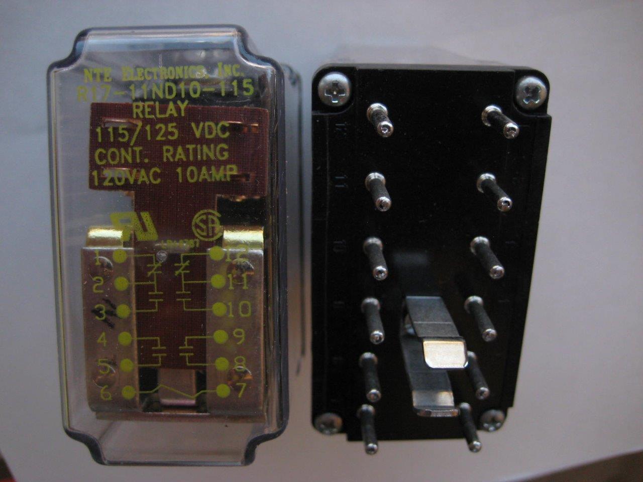 1x NTE Relay R17-11A10 R17-11D10 24 or 115/125 Volts 10 Amp DC AC DPDT DPDT-NO - Picture 9 of 9