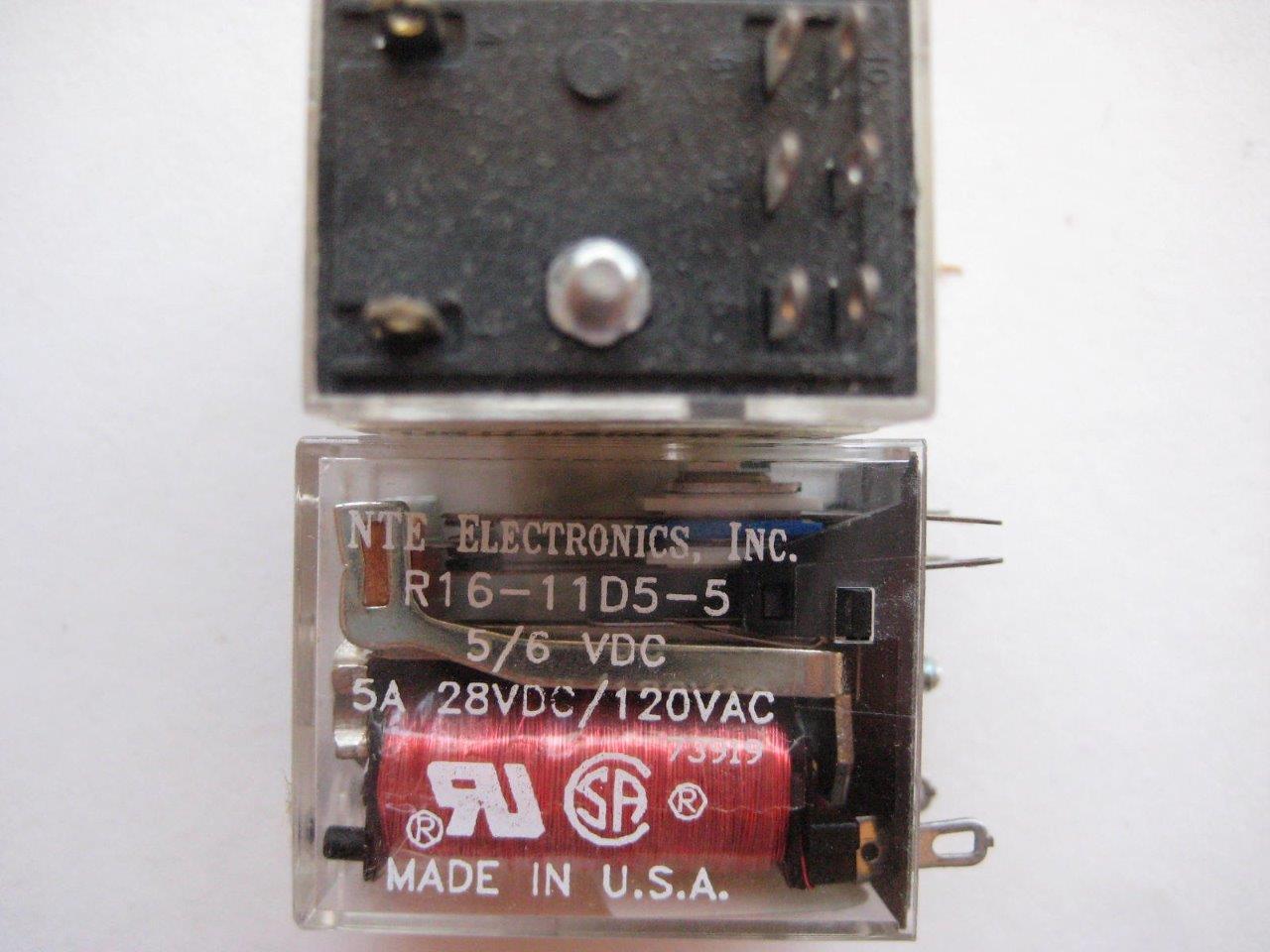 1x NTE Schrack Relay R16-11A5 R16-11D5 5 12 24 or 115 5 Amp DC AC DPDT Mini NEW - Picture 3 of 6