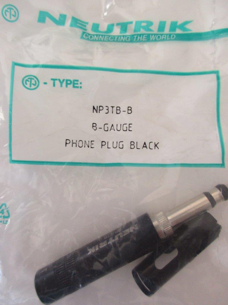 1x NEUTRIK Connector NP3TB 1/4" B Gauge BPO316 Plug Male Black Color NOS - Picture 2 of 3