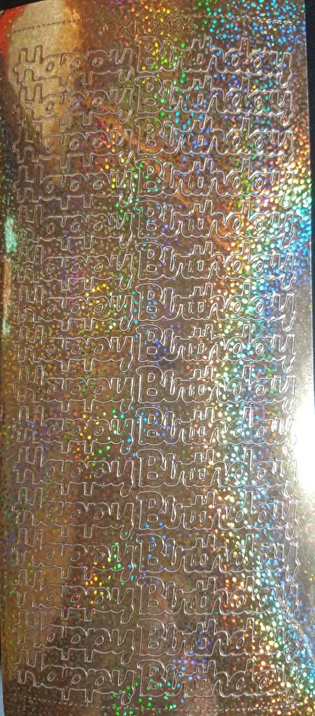Embossed Holographic Sticker Happy Birthday in Green Red Blue Gold & Silver NEW - Picture 2 of 6