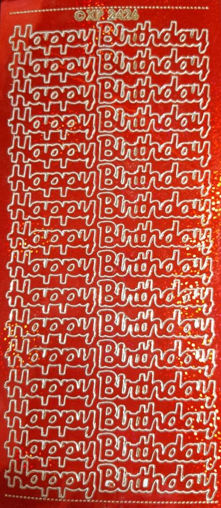 Embossed Holographic Sticker Happy Birthday in Green Red Blue Gold & Silver NEW - Picture 4 of 6