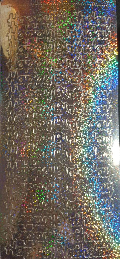 Embossed Holographic Sticker Happy Birthday in Green Red Blue Gold & Silver NEW - Picture 3 of 6