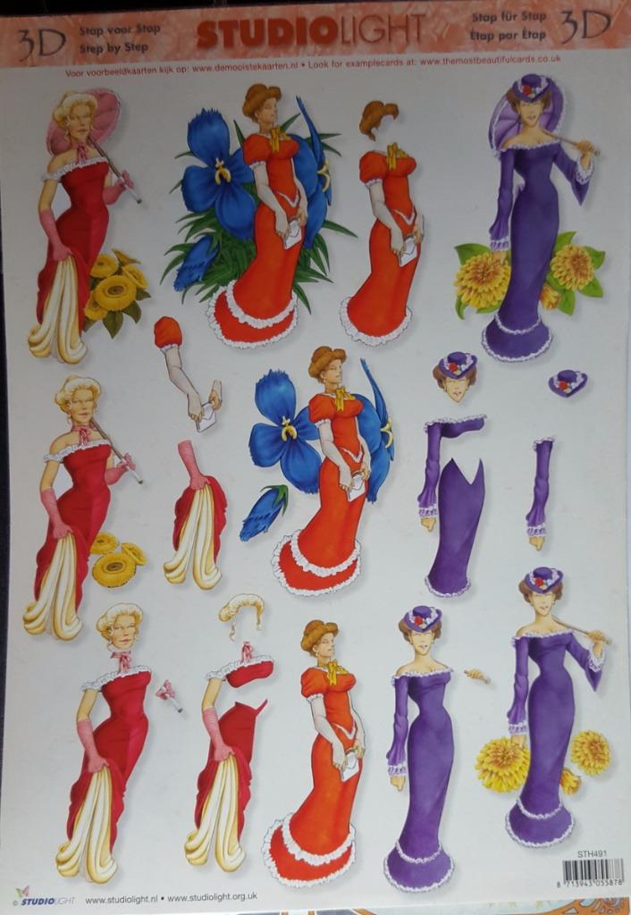 A4 3D Paper Tole Decoupage Grecian Lady Long Dress Biker Bear Judo Tae Kwon-Do - Picture 5 of 5