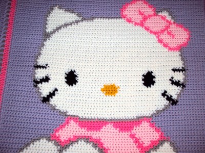 NEW ~ HELLO KITTY Handmade Crochet Baby Child Afghan ...