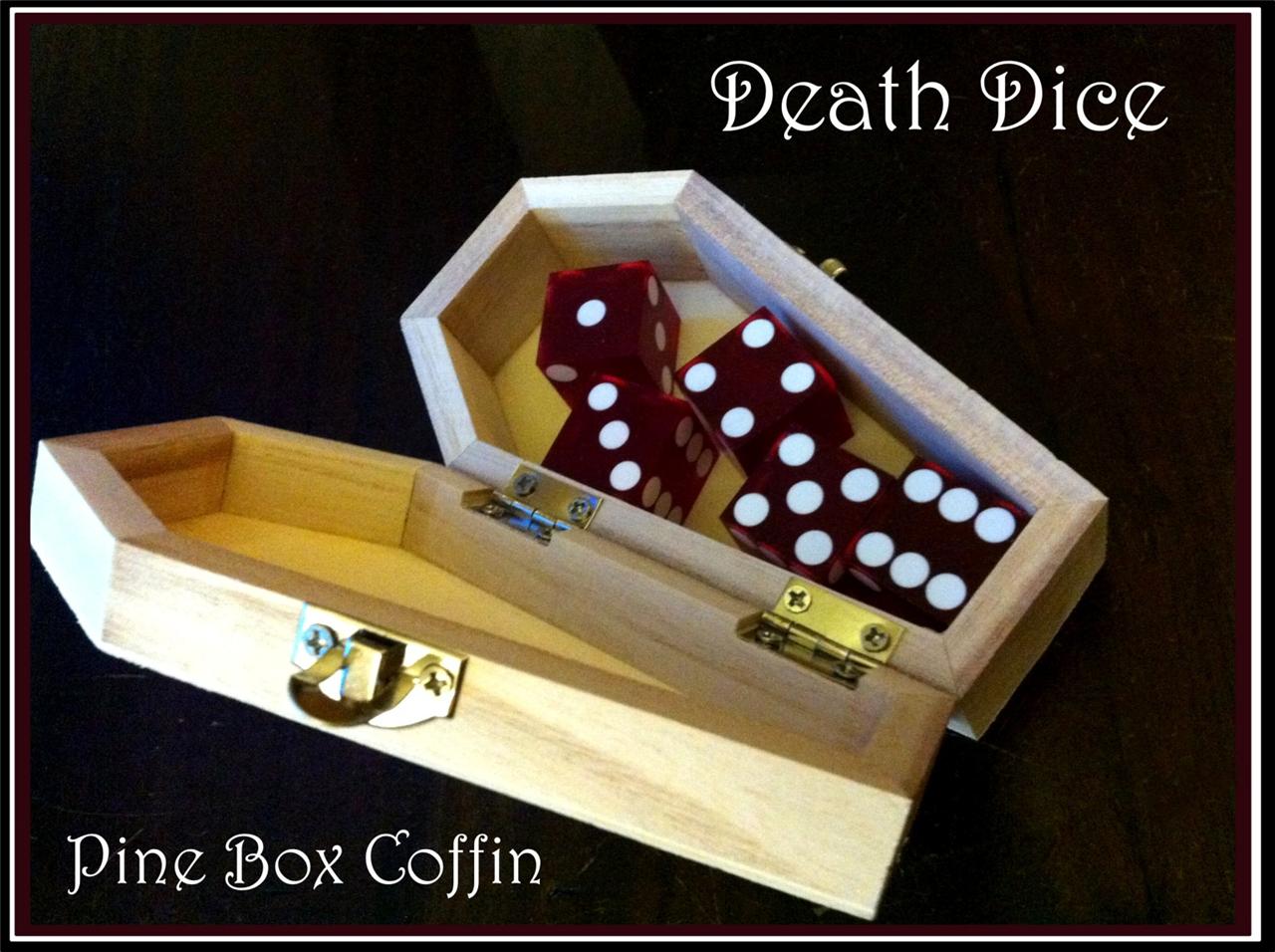 DEATH DICE with Plain Pine Box Coffin / Fun Stuff / Real Dice (19MM Razor) Red