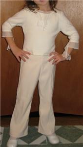 Gorgeous Ivory Girls Pants Suit Pants Top Set Size 4T