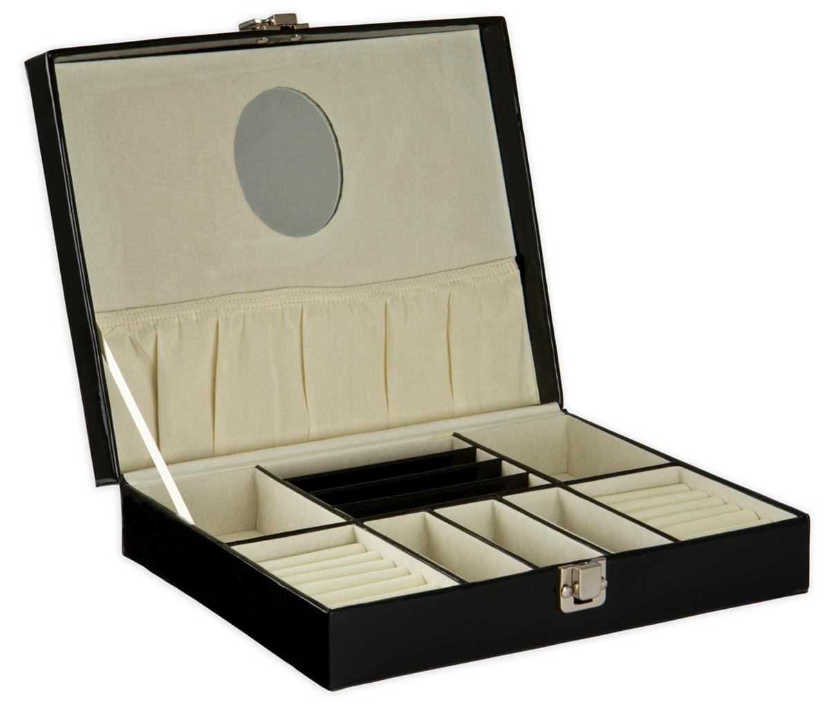 Large Patent Leather Effect Jewellery Jewelery Earings Trinket Box