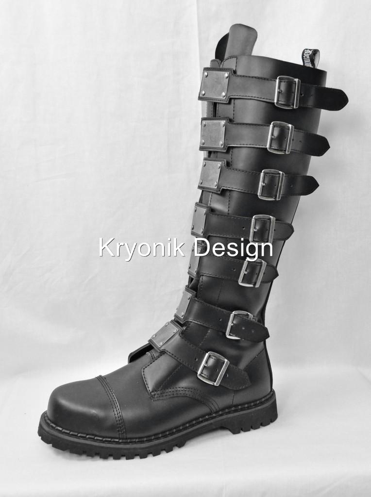 Demonia Reaper30 goth gothic punk cyber combat knee high boots leather