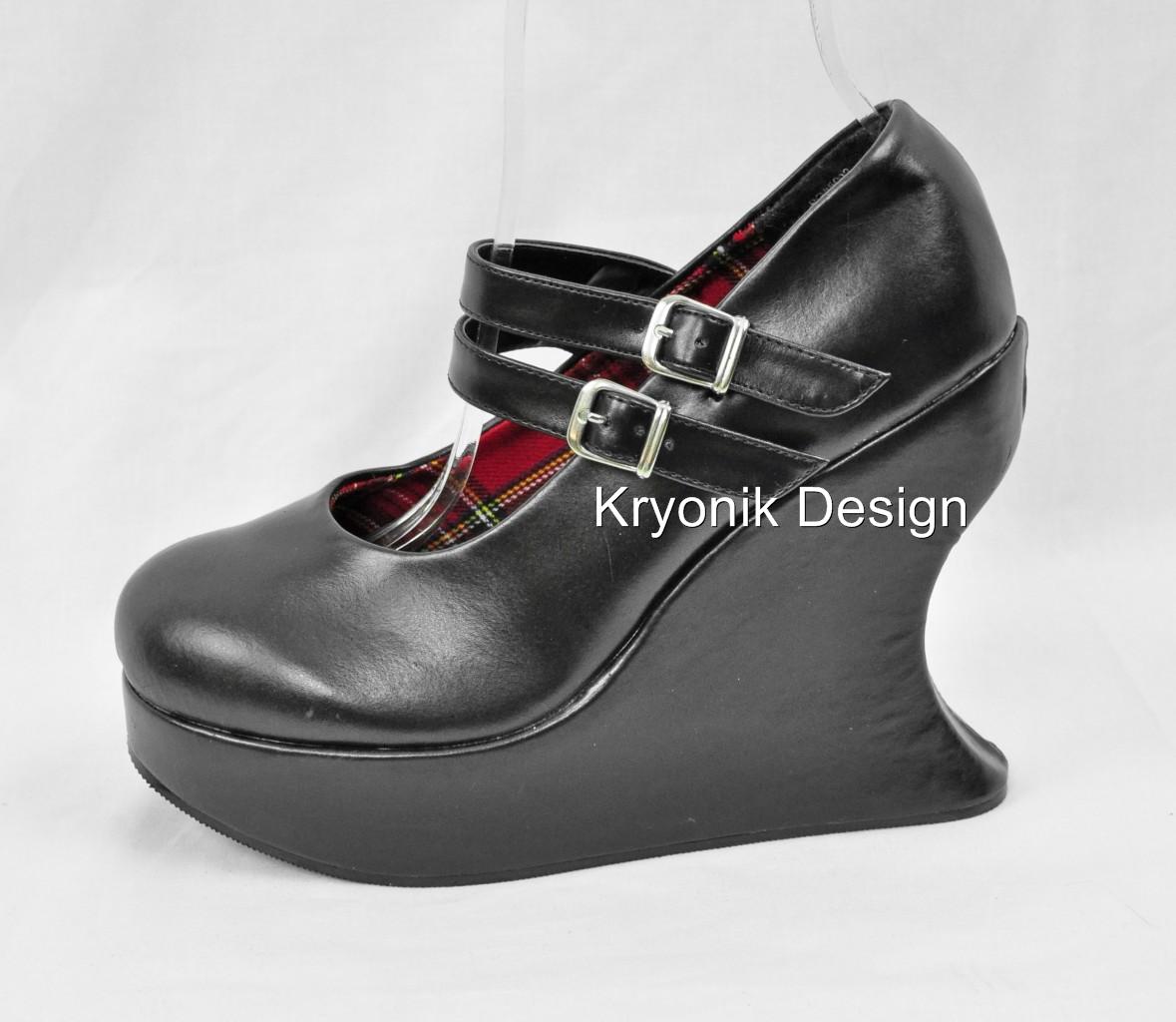 Demonia Bravo08 goth gothic black platform wedges mary jane shoes