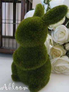 moss rabbit figurine