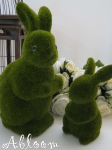 moss rabbit figurine