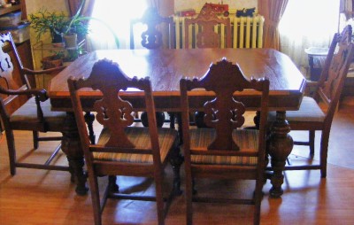 Wood Dining Room Chairs on Solid Wood Dining Room Furniture Set Table   6 Chairs Circa 1930 S