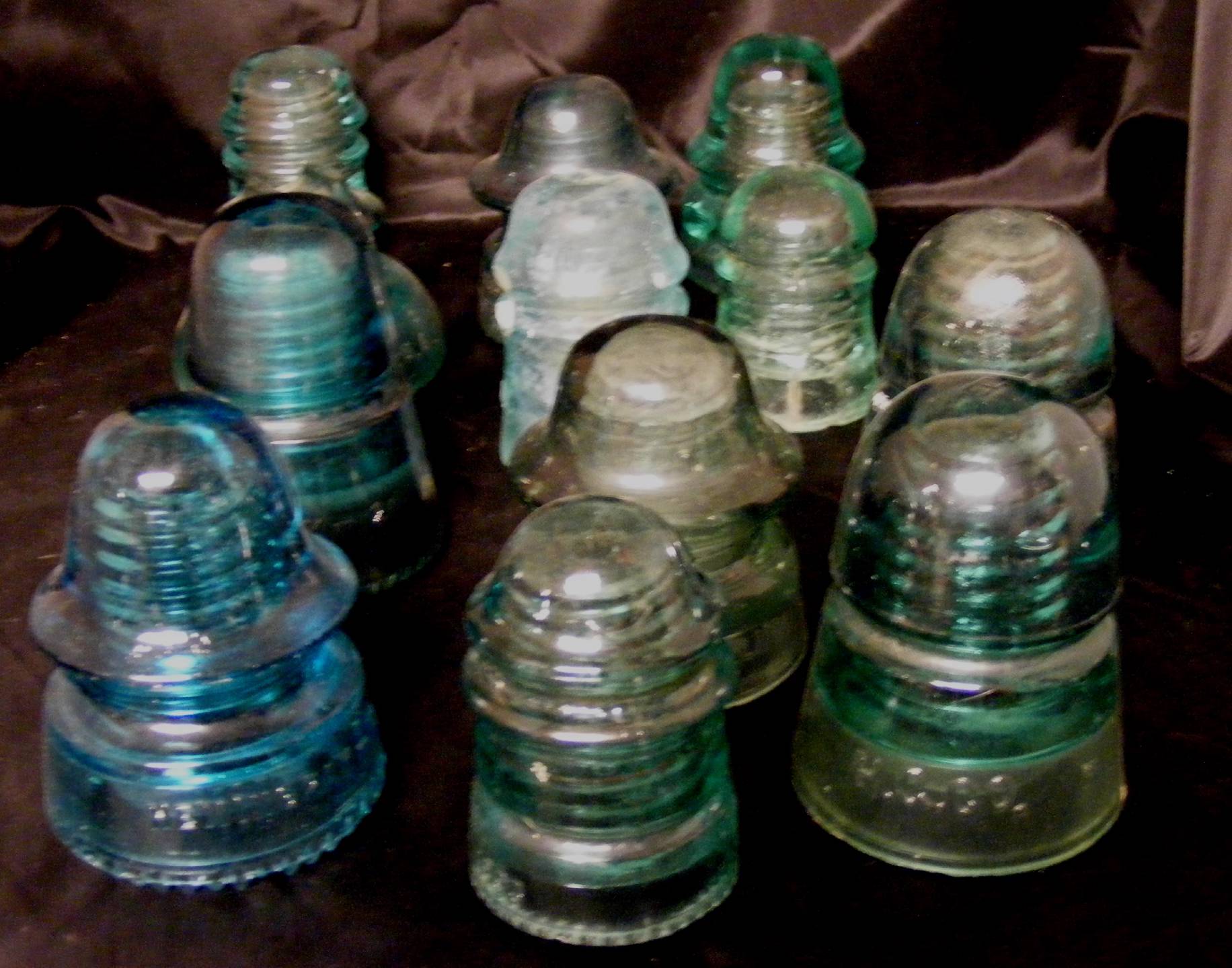 Lot of 12 Vintage Blue & Green Glass Telephone Pole Insulators eBay