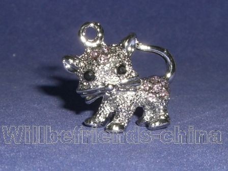 Cute Little Lion Inlay Crystal Cell Phone Charm Strap