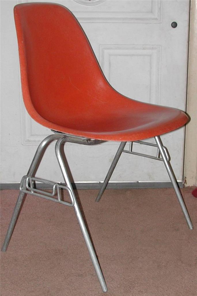 Vtg 1960's Eames Era Mid Century Authentic HERMAN MILLER Orange