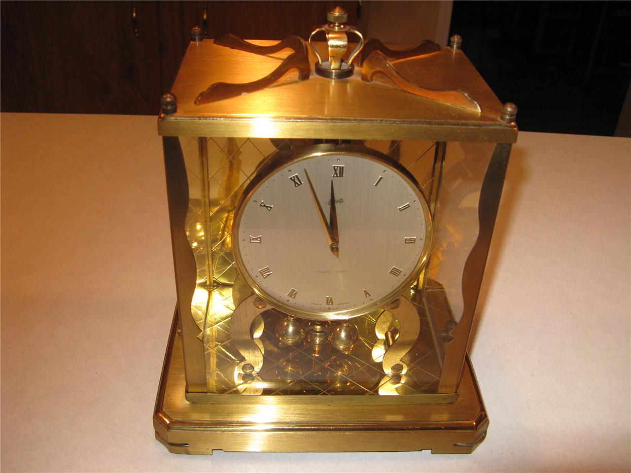 VINTAGE AUG. SCHATZ & SOHNE BRASS 1000 DAY MANTEL CLOCKMADE IN GERMANY