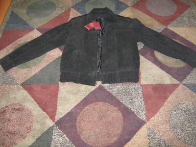Brand New Covington Genuine Suede Bomber Coat Medium Bk