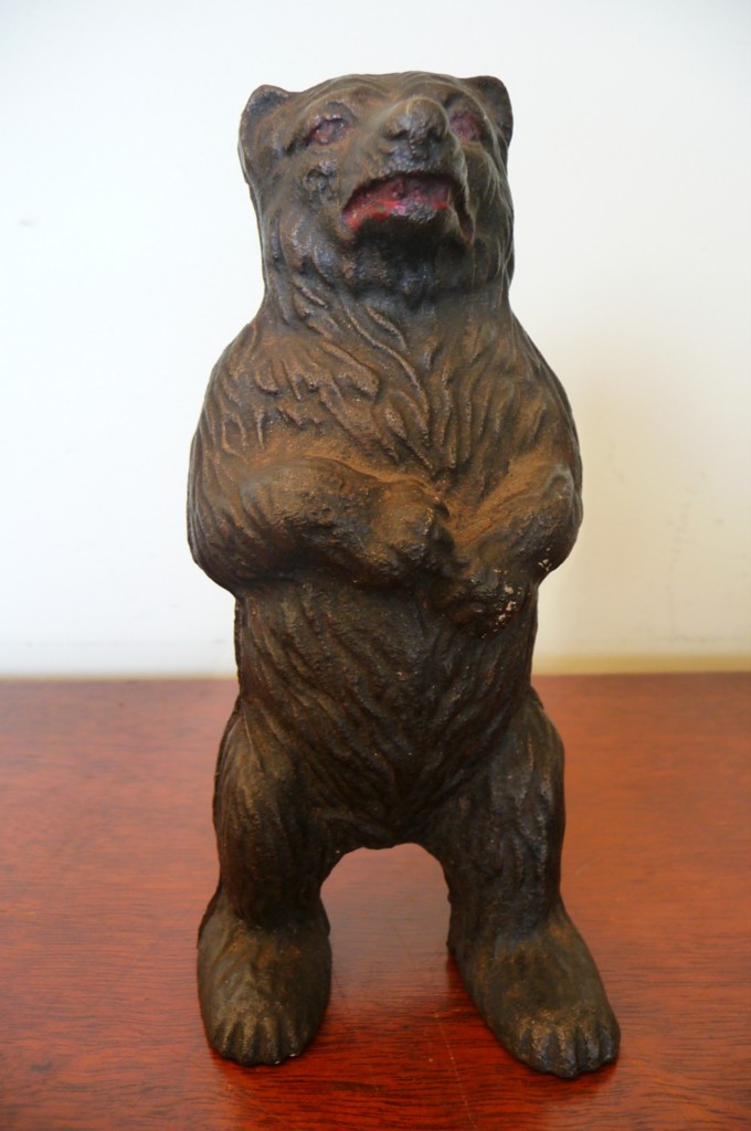 ANTIQUE CAST IRON BEAR BANK MONEY BOX LATE 19TH CENTURY