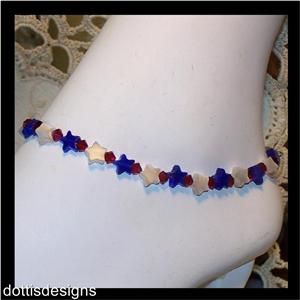 SWAROVSKI & CATSEYE STARS BEADED STRETCH ANKLE BRACELET