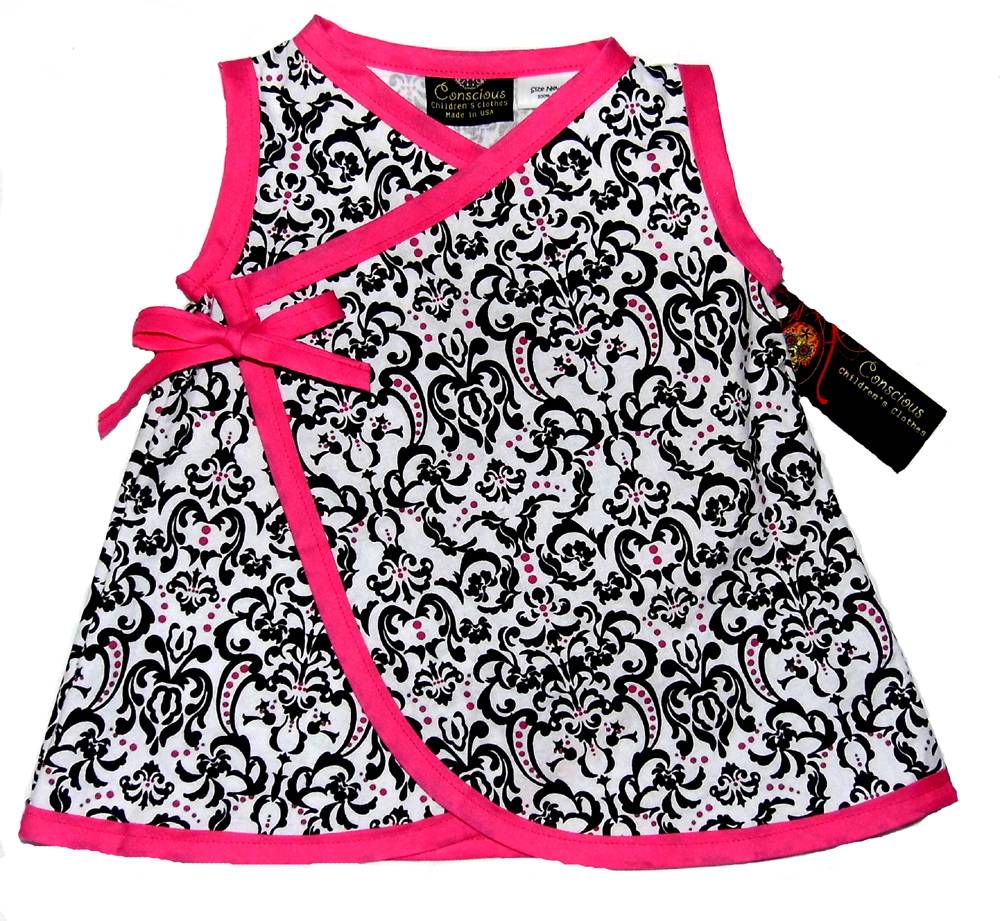 New Punk Rock Hot Pink Black Damask Toddler Baby Girl Dress Kid Clothes