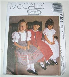 MCCALLS GIRLS JACKET PINAFORE DRESS PATTERN 2491 UNCUT