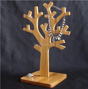 jewellery stand wooden tree display vtg hook holder necklace retro ring key supersize open
