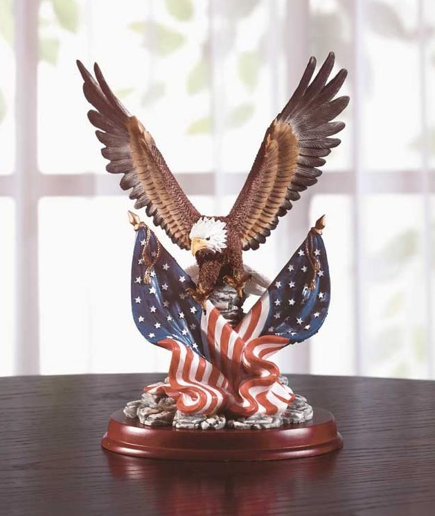 Bald EAGLE & American FLAGS Symbol STATUEWood Base eBay