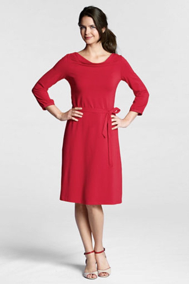 Lands' End Women's 3/4Sleeve Cotton Modal Drapeneck Dress 75 NIP eBay