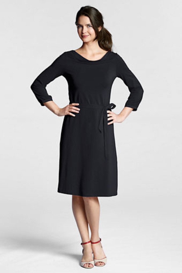 Lands' End Women's 3/4Sleeve Cotton Modal Drapeneck Dress 75 NIP eBay