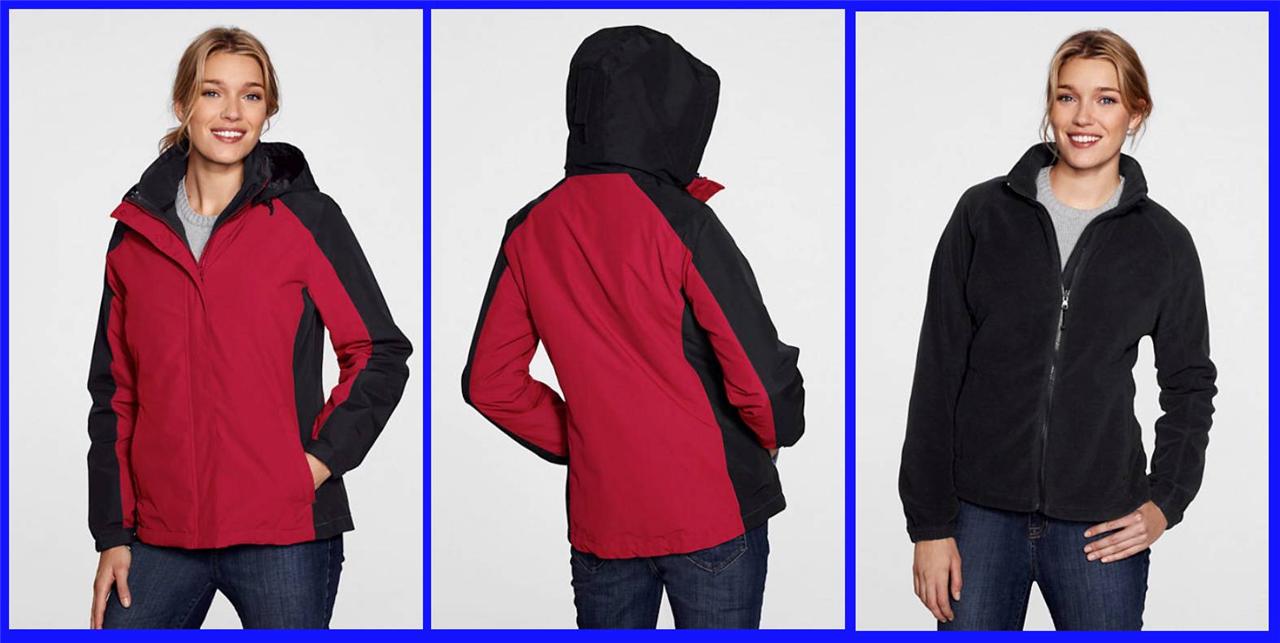 Lands' End 3in1 Women's Squall Jacket 129 NIP