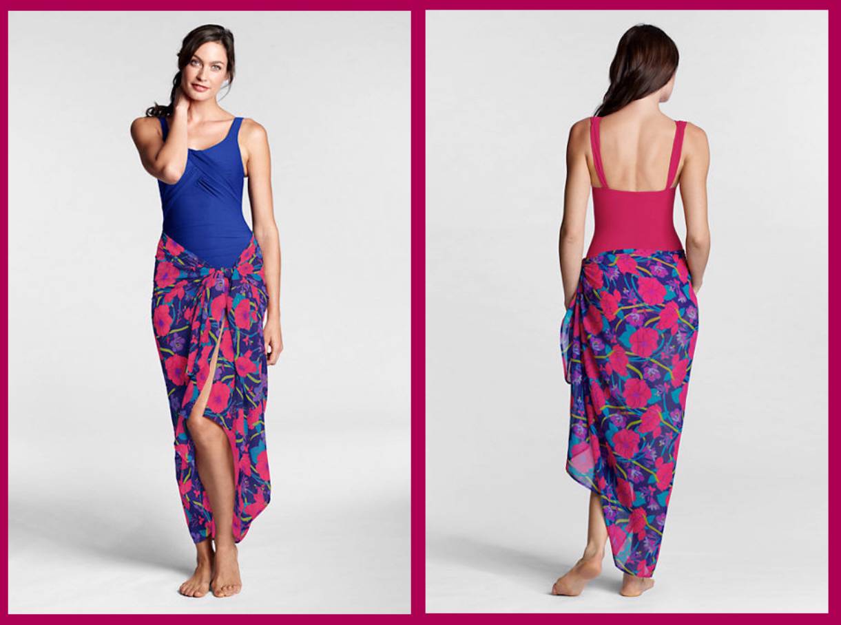 Lands' End Floral Chiffon Women's Sarong Coverup 40 NIP eBay