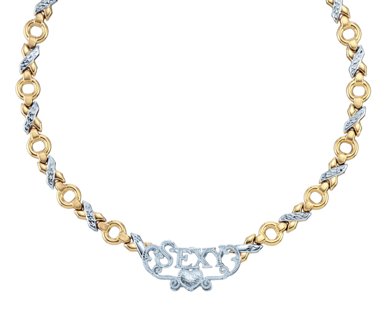 YELLOW GOLD & SILVER SEXY XOXO NECKLACE BRACELET SET eBay