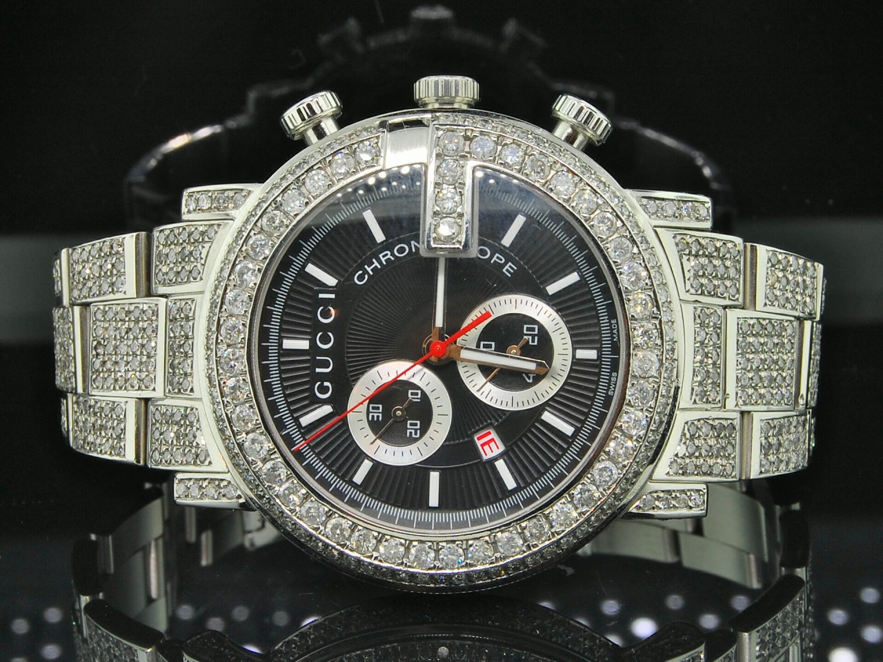 MENS DIAMOND GUCCI YA101324 WATCH 16.5CT FULLY ICED OUT | eBay