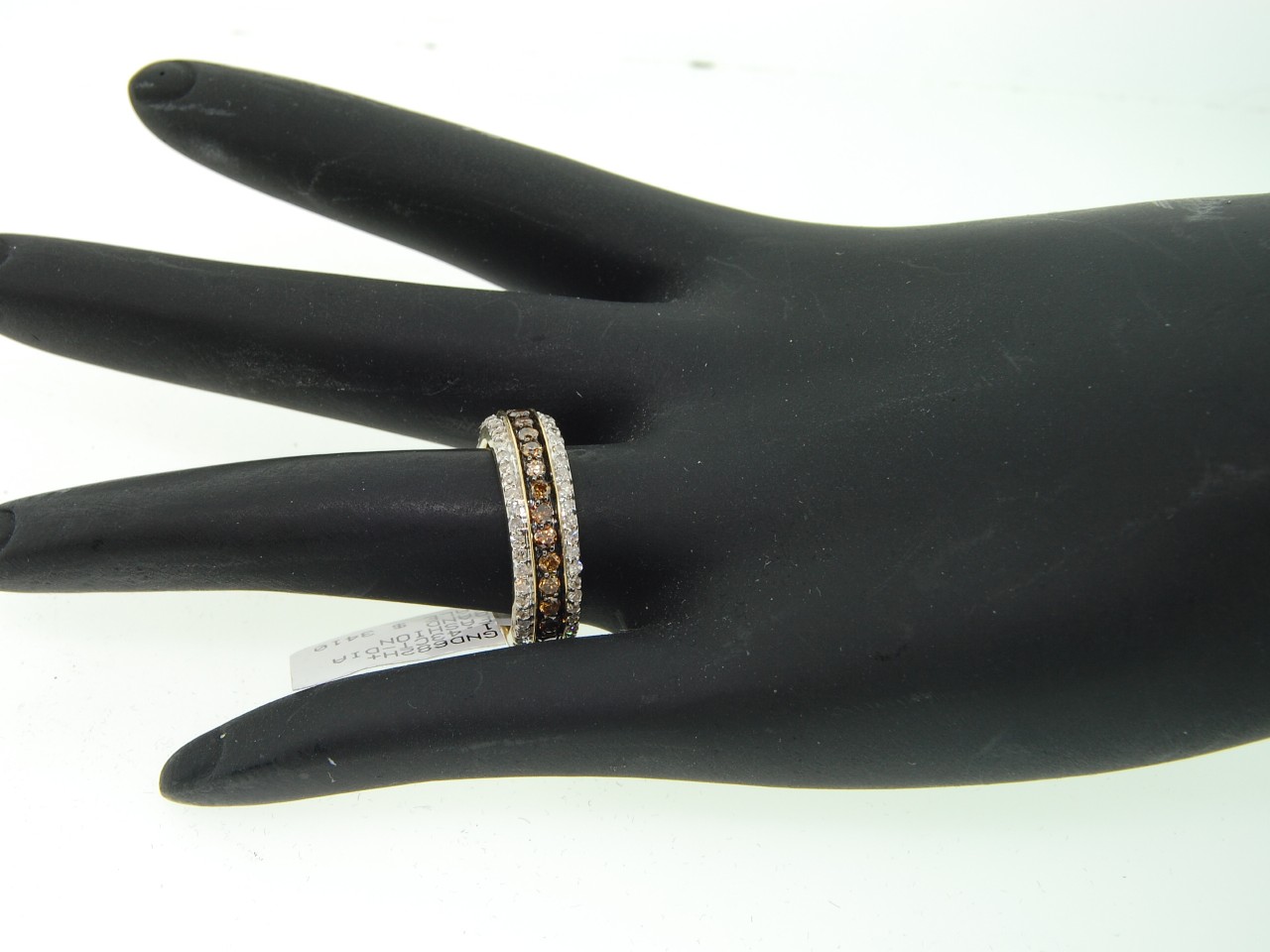 YELLOW GOLD CHOCOLATE BROWN DIAMOND ENGAGEMENT RING ETERNITY BAND SET