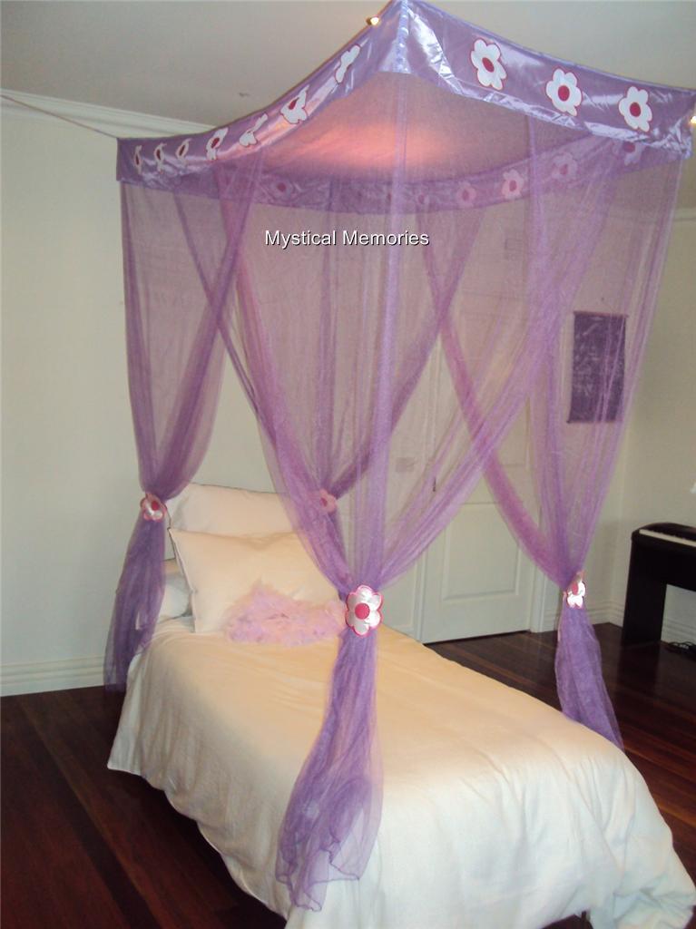 ... -Flower-Princess-Mosquito-Net-Bed-Canopy-4-Poster-Single-Bed-Gorgeous