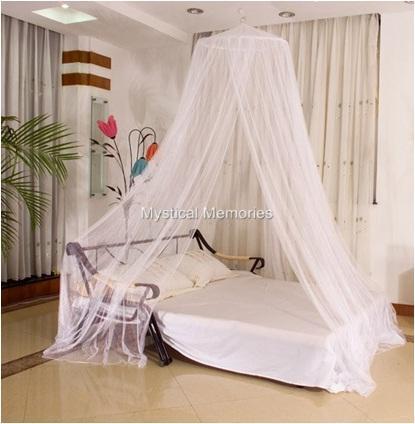 ... White or Cream King Size Mosquito Net Bed Canopy Gorgeous NEW | eBay