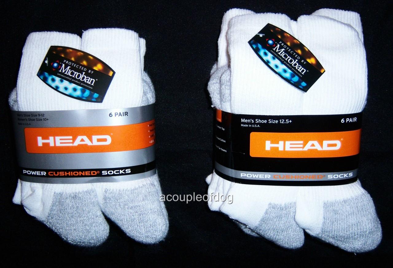 HEAD POWER CUSHIONED Crew Sport Socks Men Women 6 pair eBay