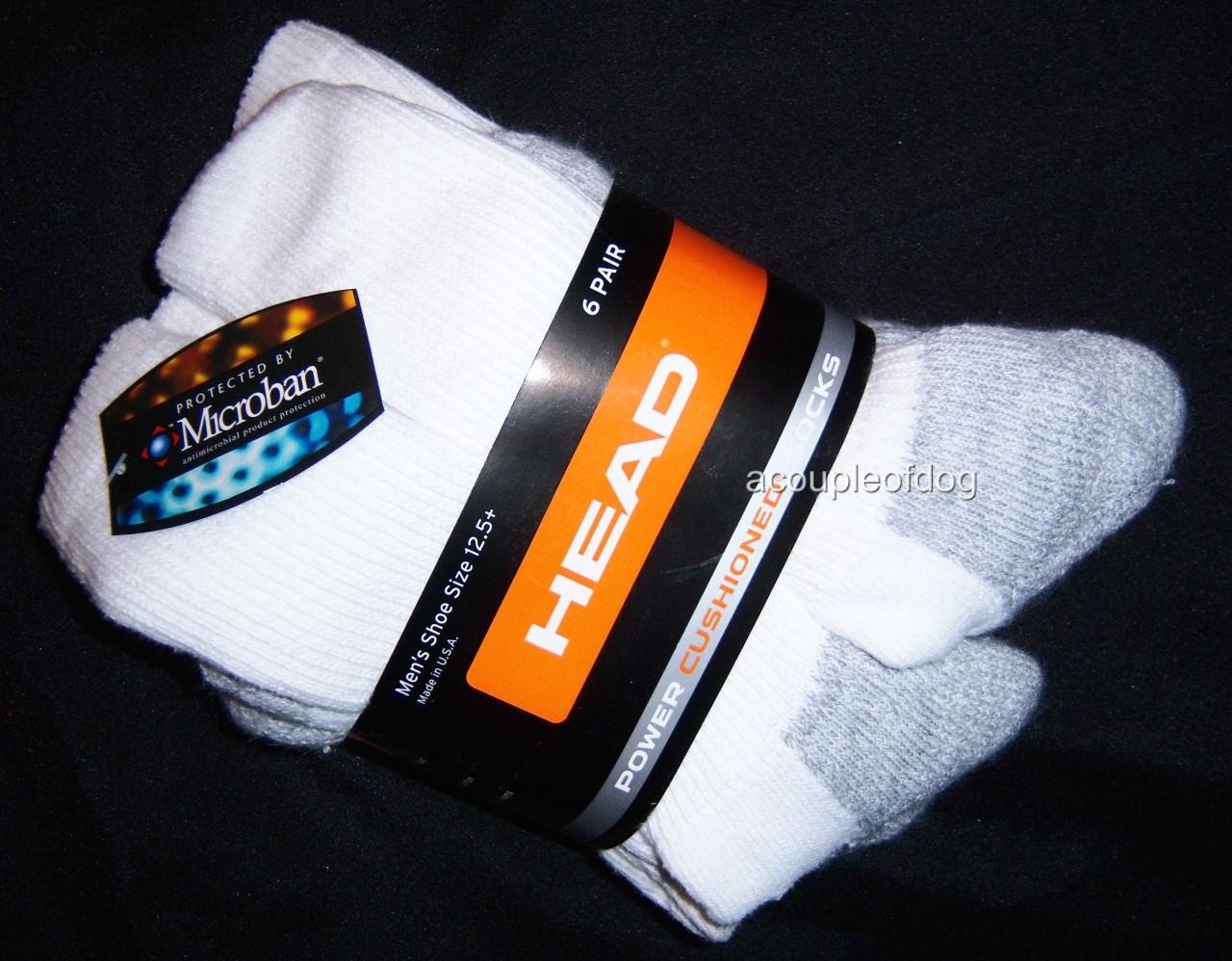 HEAD POWER CUSHIONED Crew Sport Socks Men Women 6 pair eBay