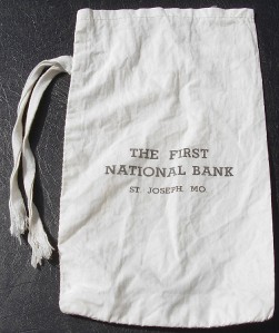 Details about Old FIRST NATIONAL Cloth Bank Deposit Bag St. Joseph MO